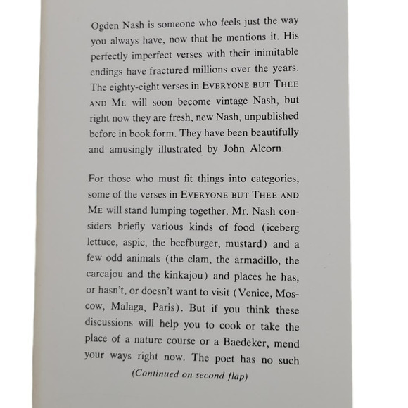 Everyone But Thee And Me Ogden Nash 1962 1st Edition‎ Third Printing w/ Jacket - Picture 4 of 7